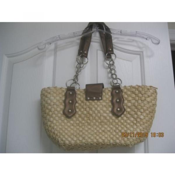 SunBay Heavy Large  Neutral Straw handbag purse shoulder or beach bag #5 image