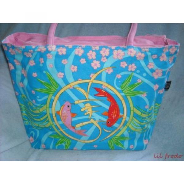 Large Blue Beach Bag Shopping Shoppers Tote Pool Gym Bag Waterproof Koi Fish #1 image