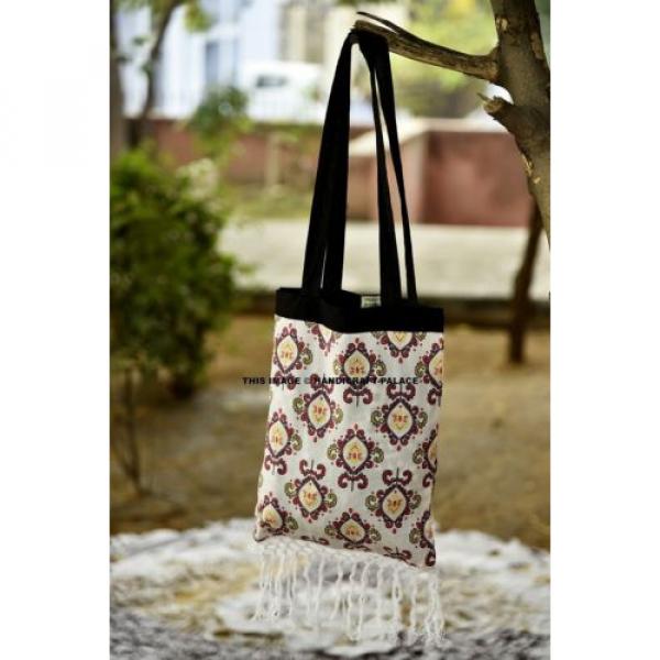 White Brown Ombre Mandala Tapestry Bag Indian Cotton Round Towel Beach Carry Bag #1 image