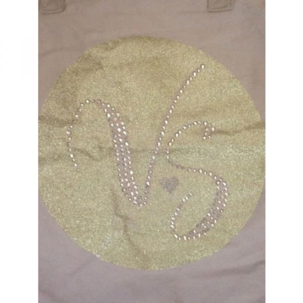 UGLY Victorias Secret Beach Tote Bag Tan Color Gold Bling Sparkle Reg $68 #5 image