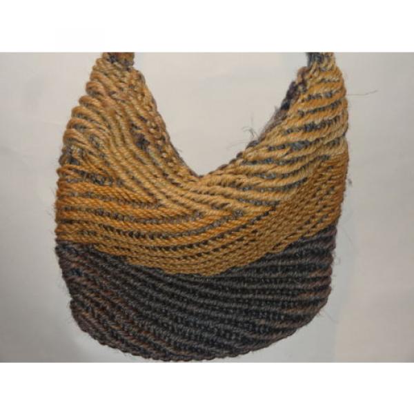 vintage BASKET WEAVE natural sisal hobo SHOULDER BAG women summer beach #1 image