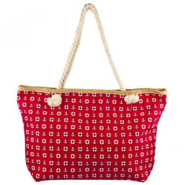 Lux Accessories Lux Accessories Womens Zip Up Beach Bag Red Anchor #1 image