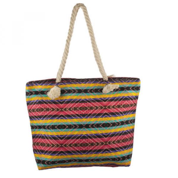 Lux Accessories Lux Accessories Womens Zip Up Beach Bag Bright Aztec #1 image