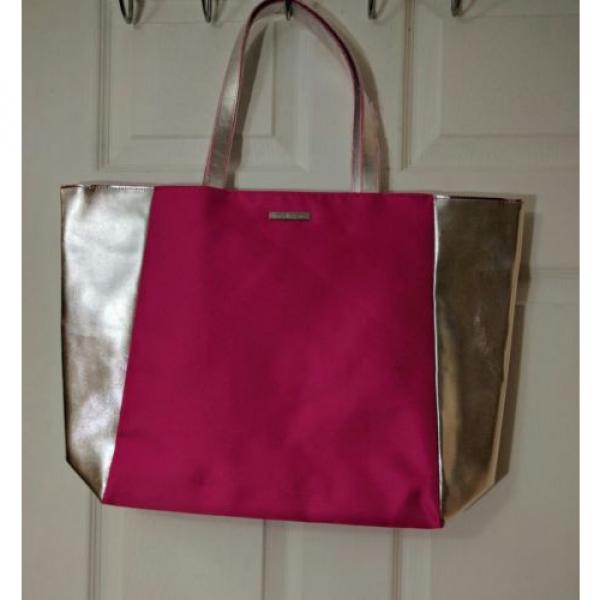 Clinque Tote Purse Bag Hot Fuschia Pink  Silver Metallic Beach Shopping NWOT #1 image