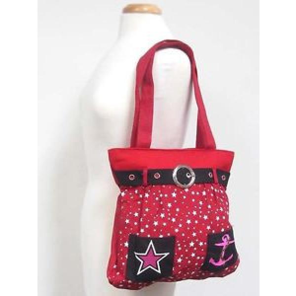 NEW Ladies ANCHOR Star Print Belt TOTE BAG Shoulder Purse Beach Theme RED Black #1 image