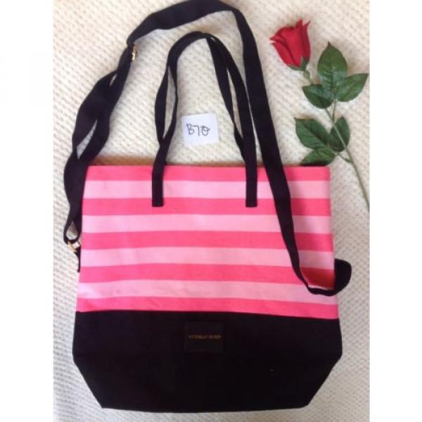 Victoria&#039;s Secret Tote Bag Travel Pink Stripes Black Beach #1 image