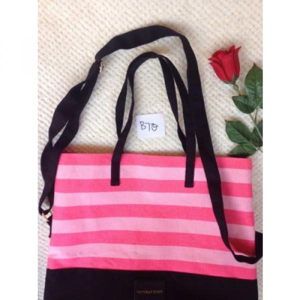 Victoria&#039;s Secret Tote Bag Travel Pink Stripes Black Beach #3 image