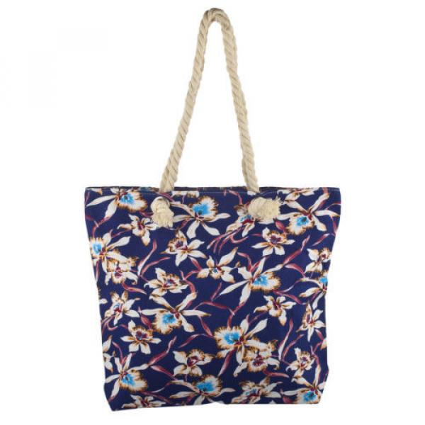 Lux Accessories Lux Accessories Womens Zip Up Beach Bag Blue Floral #1 image