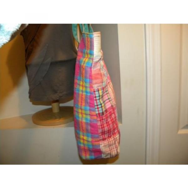 PRETTY! Pink/Turquoise/Yellow/Ivory Madras Plaid Tote/Shopper/Travel/Beachbag. #4 image