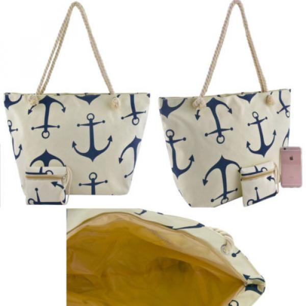 Beach Shoulder Anchor Jumbo Canvas Large Tote Shopping Bag ROPE STRAP Zipper top #1 image