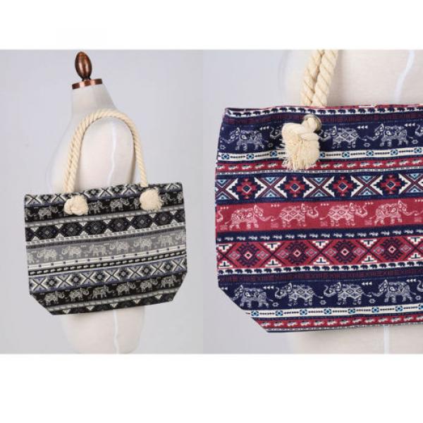 Women Beach Handbag Shoulder TRIBAL Elephant CANVAS Large Day Tote Shopping Bag #1 image