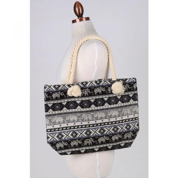 Women Beach Handbag Shoulder TRIBAL Elephant CANVAS Large Day Tote Shopping Bag #2 image