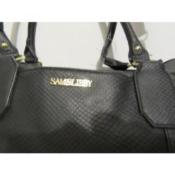 Sam &amp; Libby tote bag beach overnight bag Purse Black faux snakeskin XL fringes #4 image