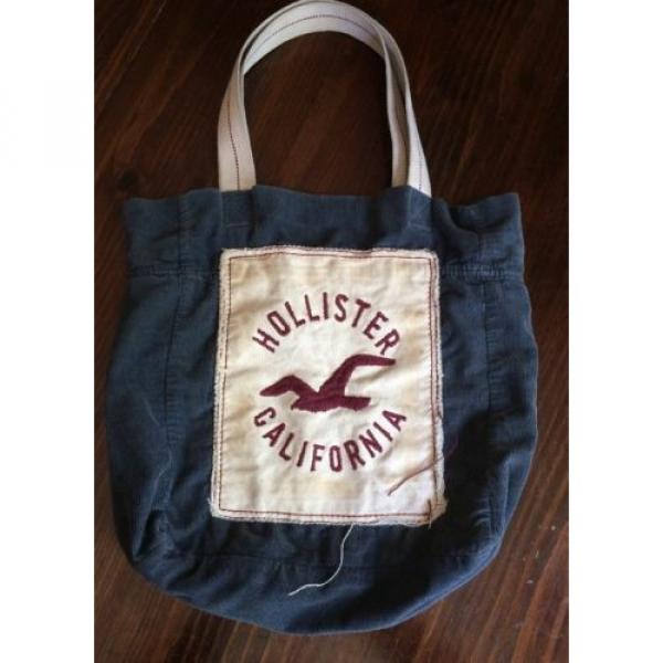 Hollister tote bag blue maroon logo California 100% COTTON CORDUROY beach school #1 image