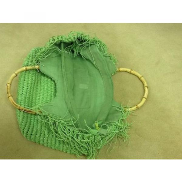 Straw Green Tote Bag With Bamboo Handles Ideal For Beach, Size M #2 image