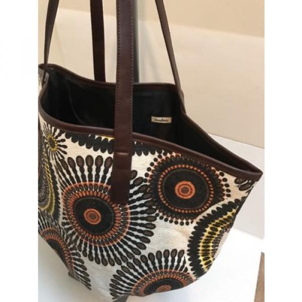 Neiman Marcus 2015 Shopping Beach Summer Tote Bag White Black Orange Geometric #3 image