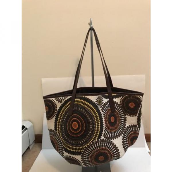 Neiman Marcus 2015 Shopping Beach Summer Tote Bag White Black Orange Geometric #4 image