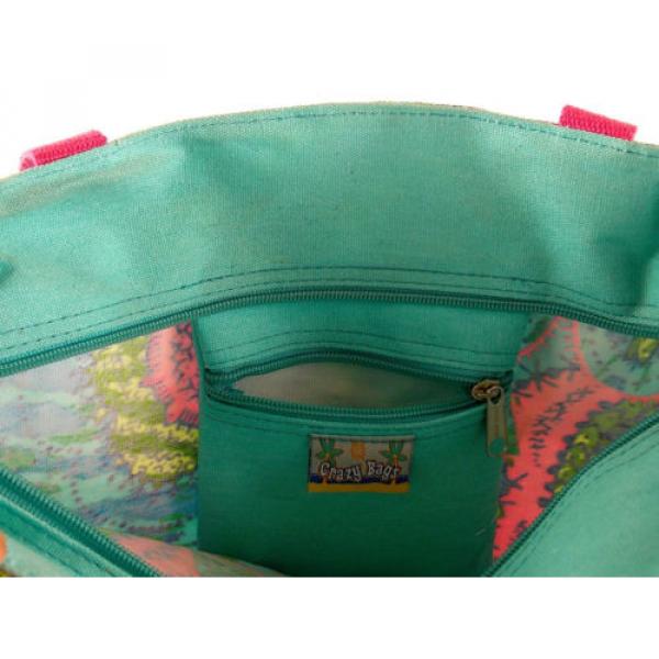 Crazy Bags Paisley Canvas Tote Light Blue Pink Yellow Green Zipper Fabric Beach #2 image