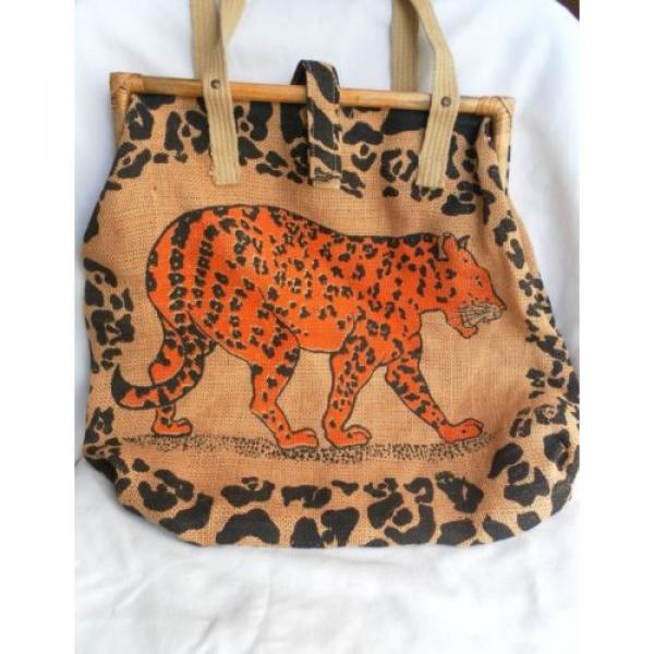 Burlap Beachbag  Animal Print Handbag Purse Jute Large Tote 15X16 in. #2 image