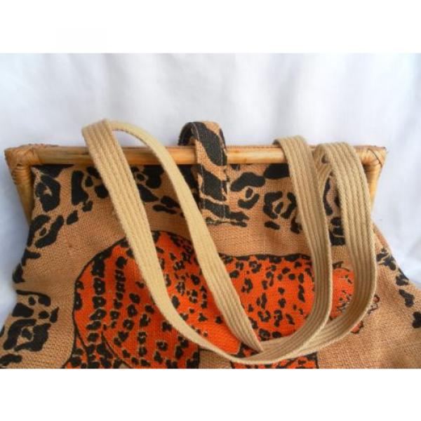 Burlap Beachbag  Animal Print Handbag Purse Jute Large Tote 15X16 in. #3 image