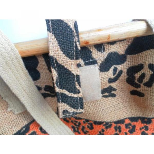 Burlap Beachbag  Animal Print Handbag Purse Jute Large Tote 15X16 in. #5 image