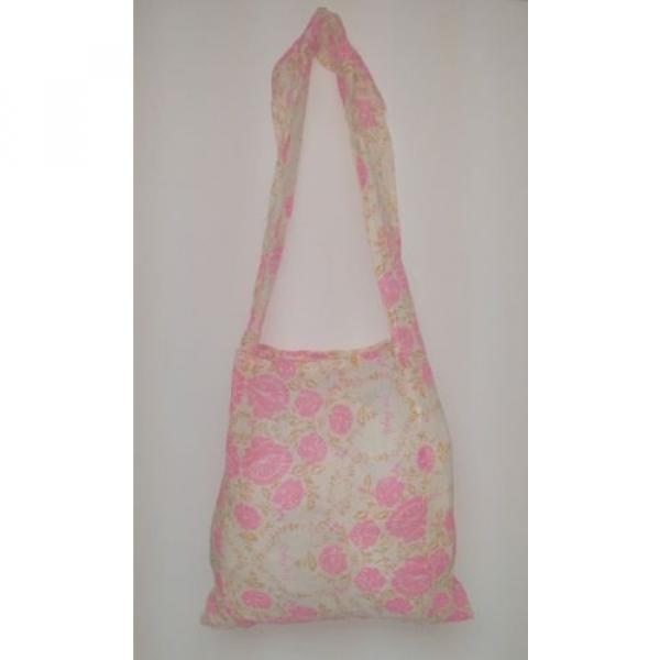 Free People Tote Bag Pink Floral Linen Bag Reusable Shopping Tote Yoga Beach Bag #1 image