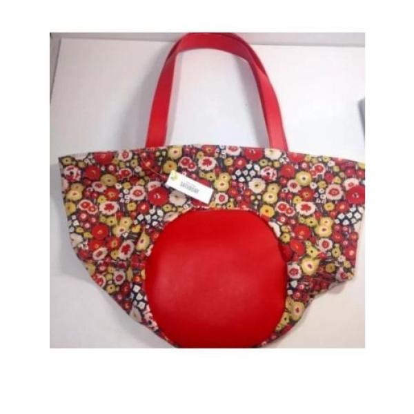 NWT KATE SPADE SATURDAY Small Leather Circle Beach Bag Tote in BUSY FLORAL #3 image