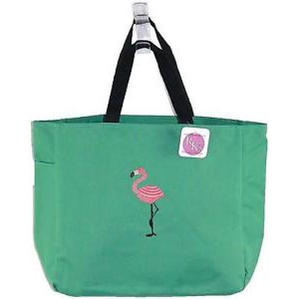 Tropical Pink Flamingo Bag Green Essential Tote Beach Vacation Bird Monogram NWT #1 image