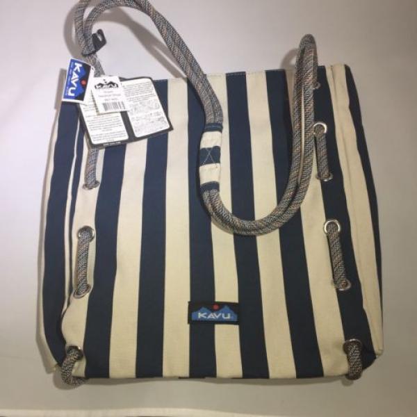 Kavu Roper Nautical Blue &amp; White Stipe Purse Beach On The Go Bag #1 image