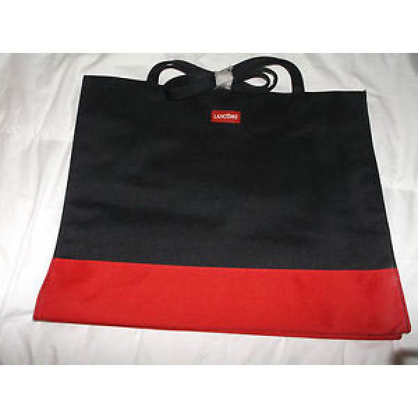 Lancome Black Red Stripe Lining Shoulder Strap Purse Handbag Tote Beach Bag #1 image