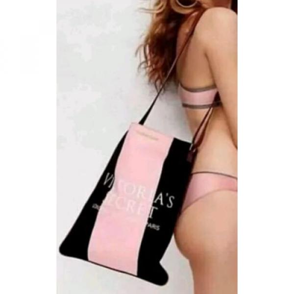 NEW! NIP Large Victoria&#039;s Secret Black Pink Crossbody Beach Shopping Tote bag #2 image