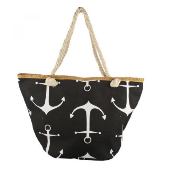 Lux Accessories Lux Accessories Womens Zip Up Beach Bag BW Anchor #1 image