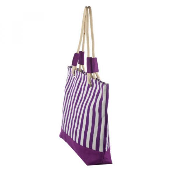 Lux Accessories Lux Accessories Womens Zip Up Beach Bag Blue Stripes #2 image