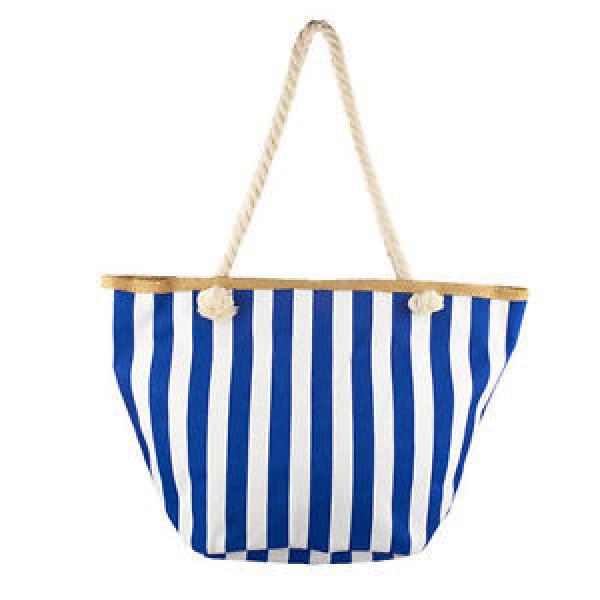 Lux Accessories Lux Accessories Womens Zip Up Beach Bag Navy Stripes #1 image