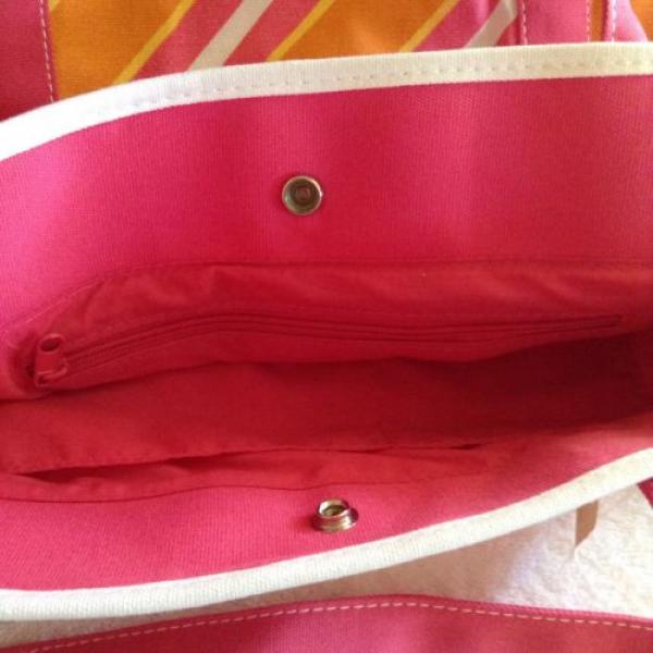 BATH &amp; BODY WORKS Tote, Beach Bag, NWT, Pink, Orange, Yellow, And White #2 image