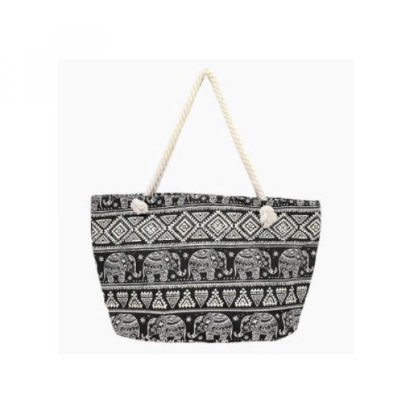 Designer Inspired Black Aztec Elephant Pattern Tote Shoulder Beach Bag 306636 #1 image