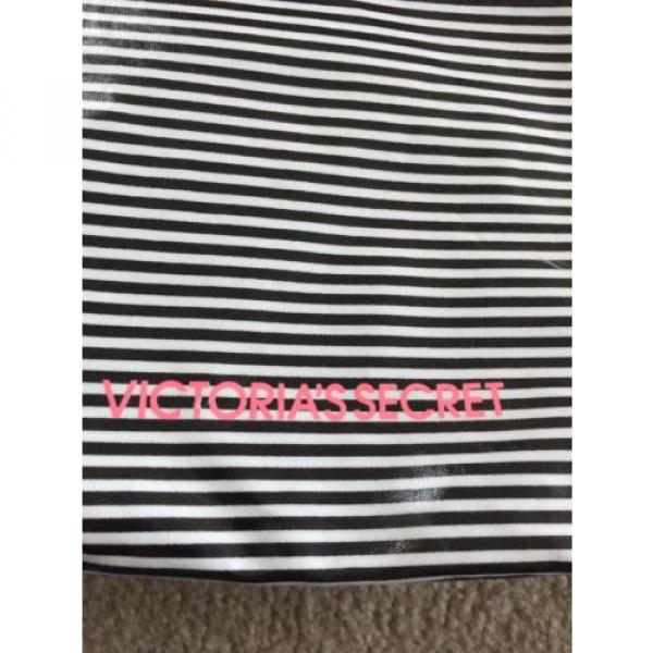 VICTORIA&#039;S SECRET Extra Large Black White Pink Stripe Beach Tote Travel Bag #2 image