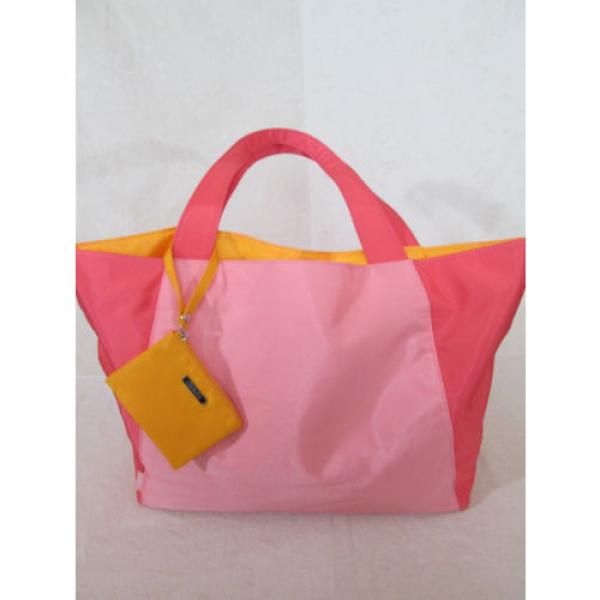 CLINIQUE Canvas Bag ~ 2015 Macy&#039;s Beach Tote Shoulder Shopping ~ Pink/Orange #2 image