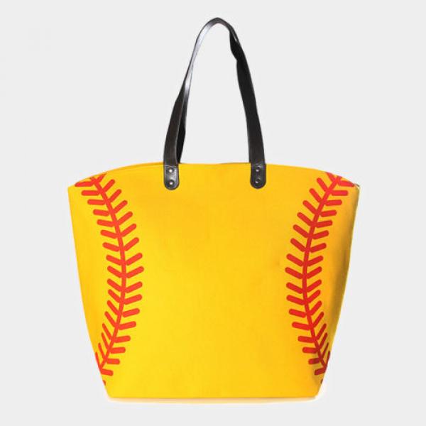 Designer Inspired Yellow Canvas Baseball Beach Tote Bag 333226 #1 image