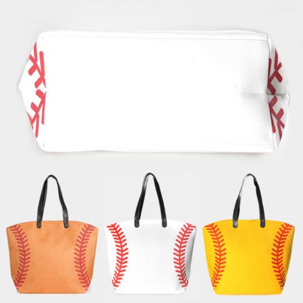 Designer Inspired Yellow Canvas Baseball Beach Tote Bag 333226 #2 image