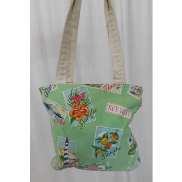 Sun N Sand Green Canvas Florida Seaside Beach Tote-Style Shoulder Bag, Handbag #2 image