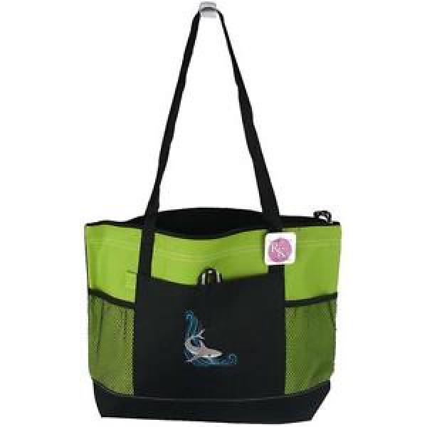 Shark on Wave Gemline Select Zippered Lime Green Tote Beach Vacation Bag NWT! #1 image