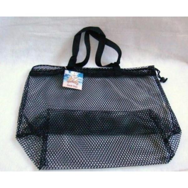 New Black Mesh Drawstring Beach Bag with Sandals Sand Print Large Towel 30&#034;x 60&#034; #4 image