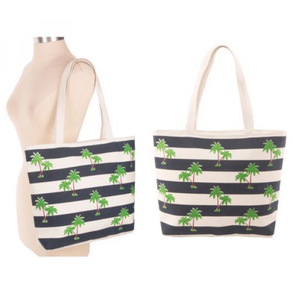 Beach Hand bag Shoulder palm tree CANVAS Large Tote Shopping MESSENGER pocket #1 image