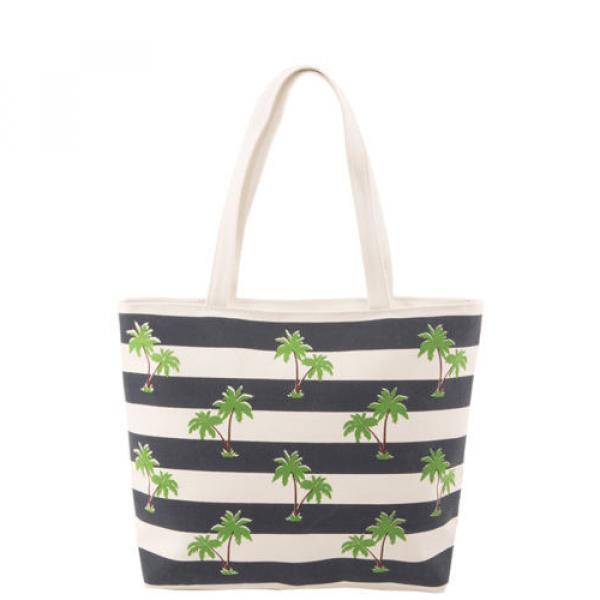 Beach Hand bag Shoulder palm tree CANVAS Large Tote Shopping MESSENGER pocket #3 image