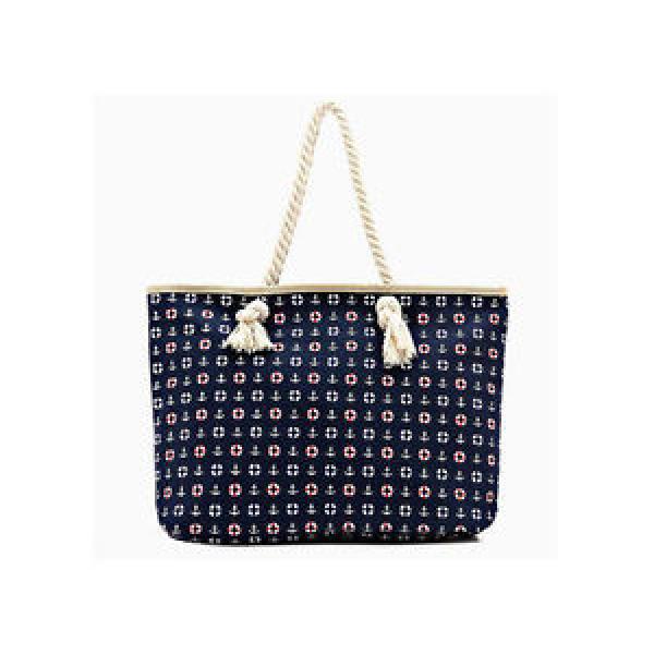 Designer Inspired Navy Blue Anchor Print Tote Shoulder Beach Bag 295036 #1 image