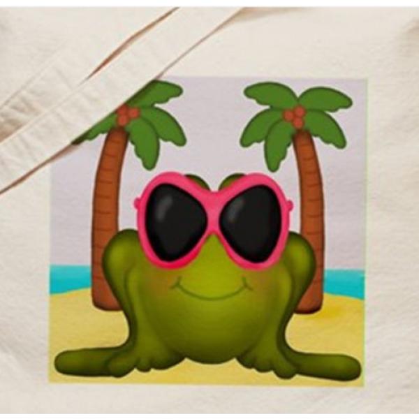 Frog Frogs Tote Bag Beach Pink Sunglasses Canvas Shopping Tropical Art Gift Name #1 image