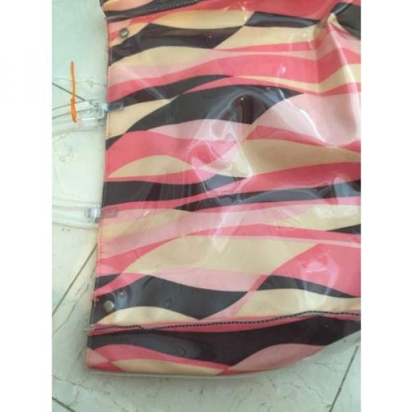 VICTORIA&#039;S SECRET STRIPE PLASTIC COVERED  JELLY  BEACH TOTE  BAG #5 image