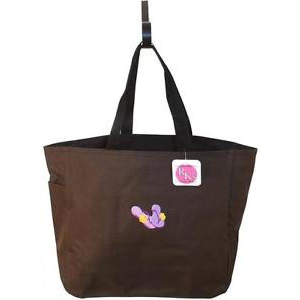 Tropical Flip Flop &amp; Flowers Brown Tote Bag Beach Vacation Monogram Embroidered #1 image