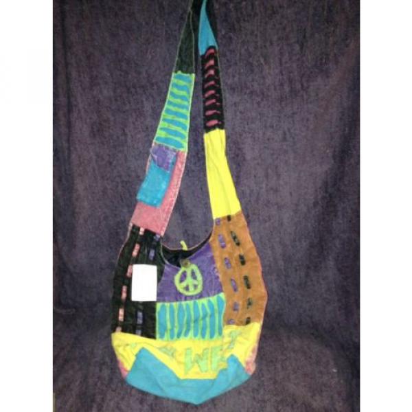 PEACE SIGN TOTEBAG/SHOPPER/KEY WEST TOTEBAG*MULTI-COLOR BEACH BAG*OVER SHOULDER #1 image